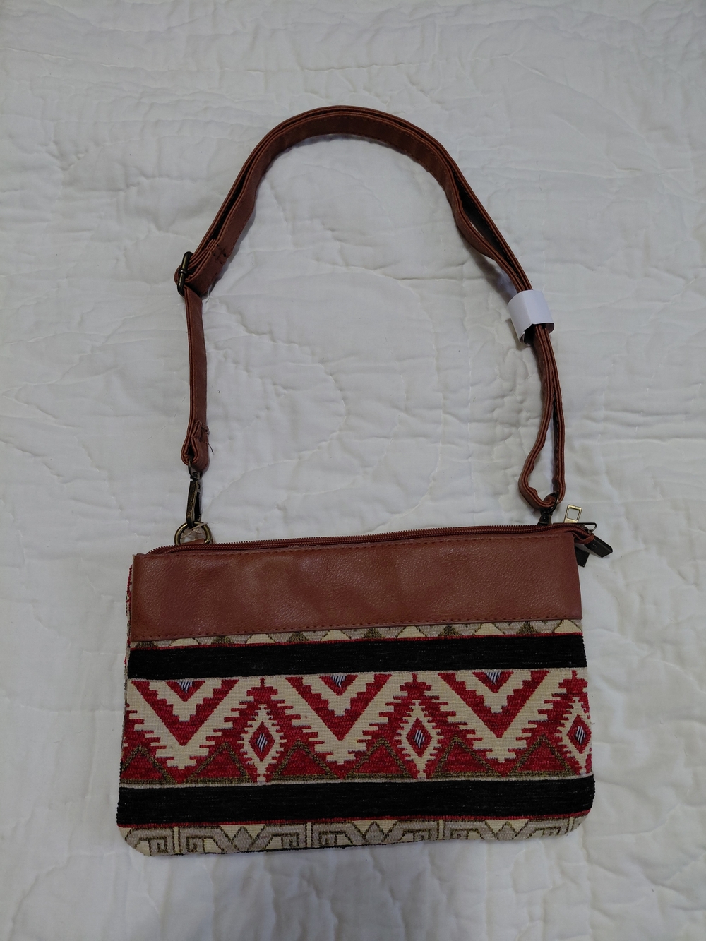 Canyon Sky Brown and Red Aztec Crossbody Bag with Adjustable Strap NWOT